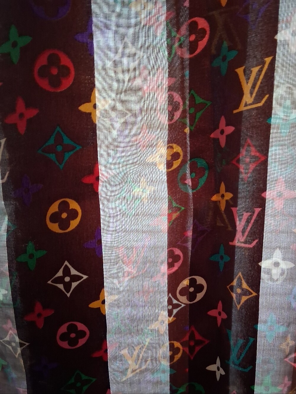 VINTAGE LOUIS VUITTON LOGO Scarf Long Multi Color Logo LV - Picture 5 of 11